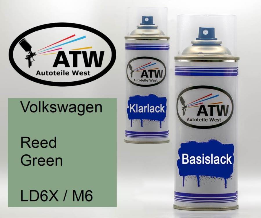 Volkswagen, Reed Green, LD6X / M6: 400ml Sprühdose + 400ml Klarlack - Set, von ATW Autoteile West.